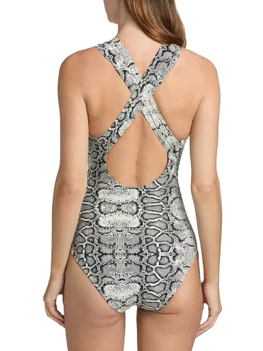 Chiara Boni La Petite Robe Women's Benka Snakeskin-Print Belted One-Piece Swimsuit | Thumbnail 4 Chiara Boni La Petite Robe Women's Benka Snakeskin-Print Belted One-Piece Swimsuit | Thumbnail 4