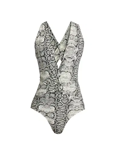Chiara Boni La Petite Robe Women's Benka Snakeskin-Print Belted One-Piece Swimsuit | Thumbnail 1 Chiara Boni La Petite Robe Women's Benka Snakeskin-Print Belted One-Piece Swimsuit | Thumbnail 1