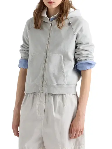 Prada Women's Cotton Hoodie Jacket - Grey | Thumbnail 2 Prada Women's Cotton Hoodie Jacket - Grey | Thumbnail 2