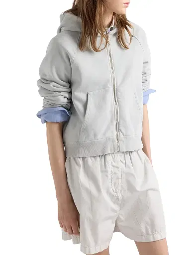 Prada Women's Cotton Hoodie Jacket - Grey | Thumbnail 4 Prada Women's Cotton Hoodie Jacket - Grey | Thumbnail 4