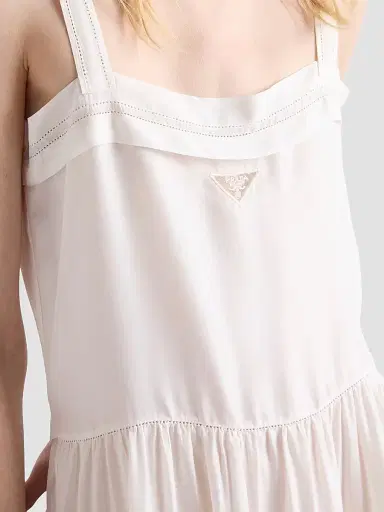 Prada Women's Embroidered Old Washed Silk Dress - Beige | Thumbnail 4 Prada Women's Embroidered Old Washed Silk Dress - Beige | Thumbnail 4
