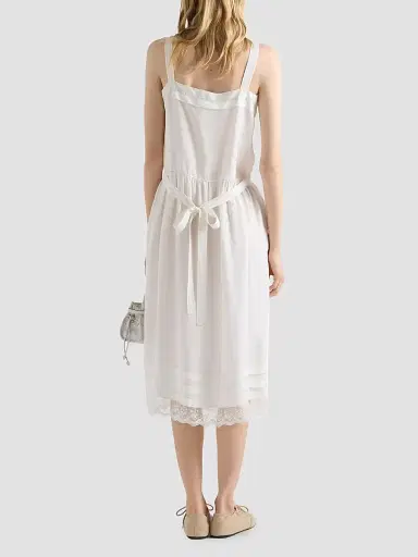 Prada Women's Embroidered Old Washed Silk Dress - Beige | Thumbnail 5 Prada Women's Embroidered Old Washed Silk Dress - Beige | Thumbnail 5