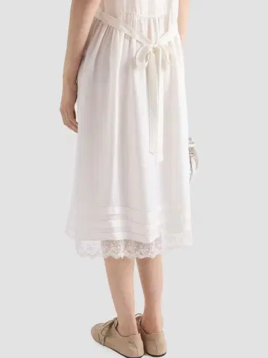 Prada Women's Embroidered Old Washed Silk Dress - Beige | Thumbnail 6 Prada Women's Embroidered Old Washed Silk Dress - Beige | Thumbnail 6