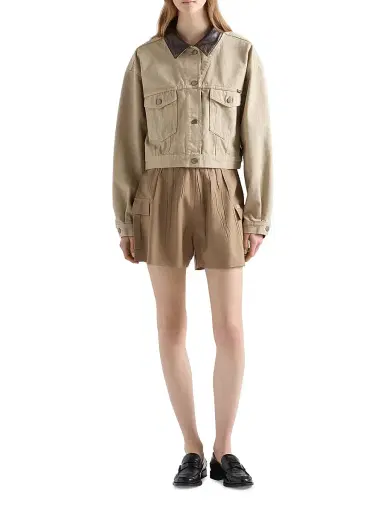 Prada Women's Cropped Old Denim Jacket - Beige | Thumbnail 2 Prada Women's Cropped Old Denim Jacket - Beige | Thumbnail 2