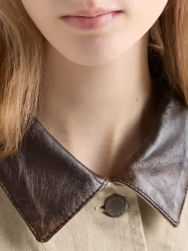 Prada Women's Cropped Old Denim Jacket - Beige | Thumbnail 6 Prada Women's Cropped Old Denim Jacket - Beige | Thumbnail 6
