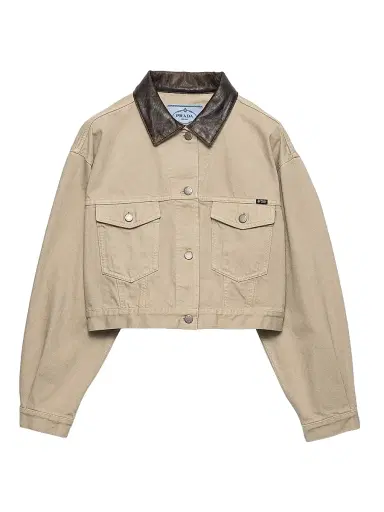 Prada Women's Cropped Old Denim Jacket - Beige | Thumbnail 1 Prada Women's Cropped Old Denim Jacket - Beige | Thumbnail 1