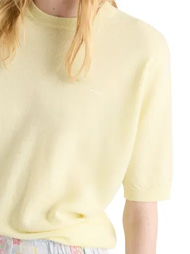 Prada Women's Short-Sleeved Cashmere T-Shirt - Yellow | Thumbnail 5 Prada Women's Short-Sleeved Cashmere T-Shirt - Yellow | Thumbnail 5