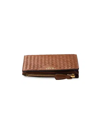 Prada Women's Woven Madras Leather Wallet - Brown | Thumbnail 4 Prada Women's Woven Madras Leather Wallet - Brown | Thumbnail 4