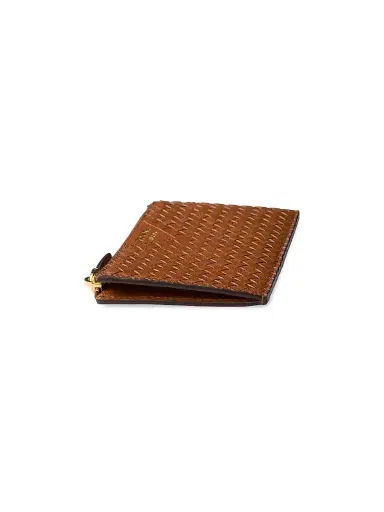 Prada Women's Woven Madras Leather Card Holder - Brown | Thumbnail 2 Prada Women's Woven Madras Leather Card Holder - Brown | Thumbnail 2