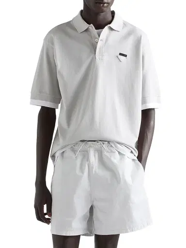 Prada Men's Cotton Polo Shirt - Grey | Thumbnail 2 Prada Men's Cotton Polo Shirt - Grey | Thumbnail 2
