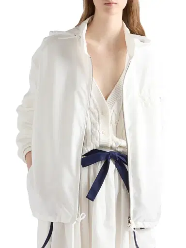 Prada Women's Lightweight Nylon Blouson Jacket - White - Size 8 | Thumbnail 2 Prada Women's Lightweight Nylon Blouson Jacket - White - Size 8 | Thumbnail 2