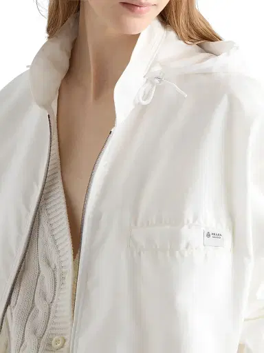 Prada Women's Lightweight Nylon Blouson Jacket - White - Size 8 | Thumbnail 5 Prada Women's Lightweight Nylon Blouson Jacket - White - Size 8 | Thumbnail 5