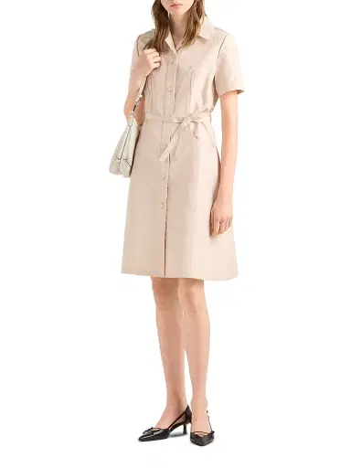 Prada Women's Faille Shirt Dress - Beige | Thumbnail 2 Prada Women's Faille Shirt Dress - Beige | Thumbnail 2