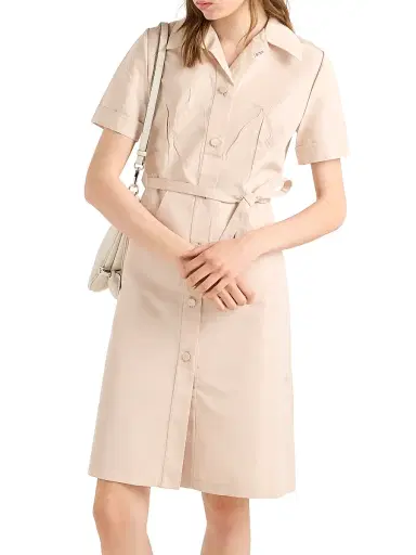 Prada Women's Faille Shirt Dress - Beige | Thumbnail 3 Prada Women's Faille Shirt Dress - Beige | Thumbnail 3
