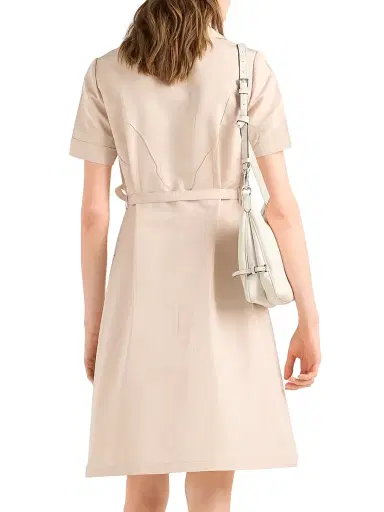Prada Women's Faille Shirt Dress - Beige | Thumbnail 4 Prada Women's Faille Shirt Dress - Beige | Thumbnail 4