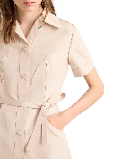 Prada Women's Faille Shirt Dress - Beige | Thumbnail 5 Prada Women's Faille Shirt Dress - Beige | Thumbnail 5