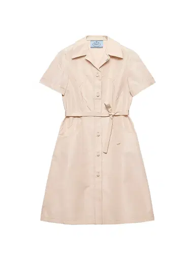 Prada Women's Faille Shirt Dress - Beige | Thumbnail 1 Prada Women's Faille Shirt Dress - Beige | Thumbnail 1