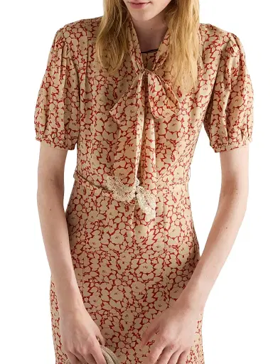 Prada Women's Embroidered Floral Print Sablé Dress | Thumbnail 5 Prada Women's Embroidered Floral Print Sablé Dress | Thumbnail 5