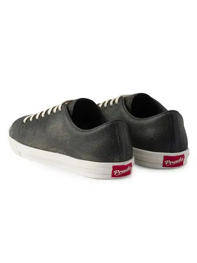 Prada Women's Aged-Effect Leather Sneakers - Black | Thumbnail 3 Prada Women's Aged-Effect Leather Sneakers - Black | Thumbnail 3