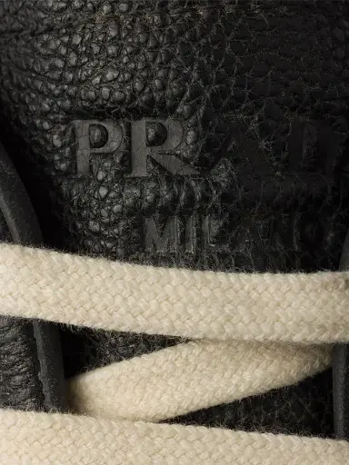 Prada Women's Aged-Effect Leather Sneakers - Black | Thumbnail 4 Prada Women's Aged-Effect Leather Sneakers - Black | Thumbnail 4