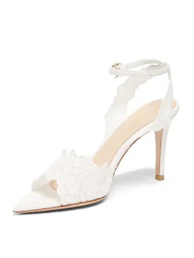 Gianvito Rossi Women's Yvonne 80MM Mesh Lace Sandals - White | Thumbnail 2 Gianvito Rossi Women's Yvonne 80MM Mesh Lace Sandals - White | Thumbnail 2
