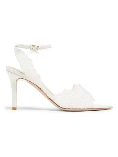 Gianvito Rossi Women's Yvonne 80MM Mesh Lace Sandals - White | Thumbnail 1 Gianvito Rossi Women's Yvonne 80MM Mesh Lace Sandals - White | Thumbnail 1
