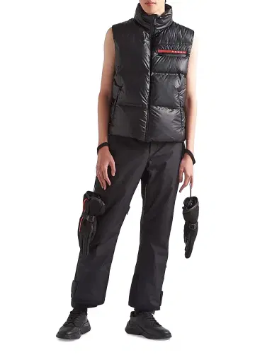 Prada Men's Light Re-Nylon Down Vest - Black | Thumbnail 2 Prada Men's Light Re-Nylon Down Vest - Black | Thumbnail 2
