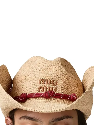 Miu Miu Women's Raffia Hat - Beige Khaki | Thumbnail 3 Miu Miu Women's Raffia Hat - Beige Khaki | Thumbnail 3