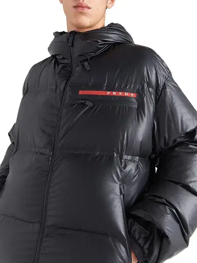 Prada Men's Light Re-Nylon Hooded Puffer Jacket - Black | Thumbnail 5 Prada Men's Light Re-Nylon Hooded Puffer Jacket - Black | Thumbnail 5
