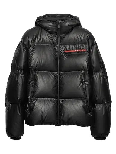 Prada Men's Light Re-Nylon Hooded Puffer Jacket - Black | Thumbnail 1 Prada Men's Light Re-Nylon Hooded Puffer Jacket - Black | Thumbnail 1