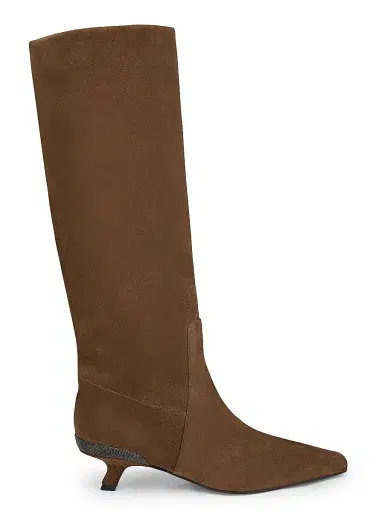 Brunello Cucinelli Women's Suede Knee-High Boots - Moka - Size 7.5 | Thumbnail 1 Brunello Cucinelli Women's Suede Knee-High Boots - Moka - Size 7.5 | Thumbnail 1