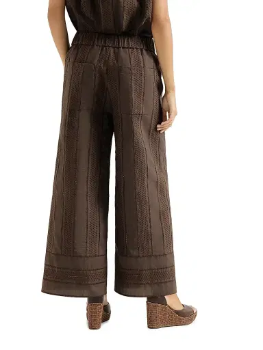 Brunello Cucinelli Women's Techno Cotton Poplin Broderie Anglaise Track Trousers - Chocolate - Size 12 | Thumbnail 4 Brunello Cucinelli Women's Techno Cotton Poplin Broderie Anglaise Track Trousers - Chocolate - Size 12 | Thumbnail 4