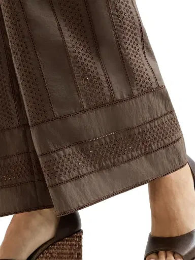 Brunello Cucinelli Women's Techno Cotton Poplin Broderie Anglaise Track Trousers - Chocolate - Size 12 | Thumbnail 5 Brunello Cucinelli Women's Techno Cotton Poplin Broderie Anglaise Track Trousers - Chocolate - Size 12 | Thumbnail 5