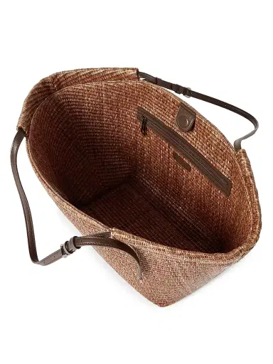 Brunello Cucinelli Women's Pannier Tote Bag in Techno Cotton Raffia | Thumbnail 5 Brunello Cucinelli Women's Pannier Tote Bag in Techno Cotton Raffia | Thumbnail 5