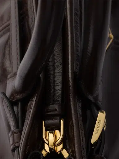 Prada Women's Bonnie Leather Mini Top Handle Bag - Brown | Thumbnail 6 Prada Women's Bonnie Leather Mini Top Handle Bag - Brown | Thumbnail 6