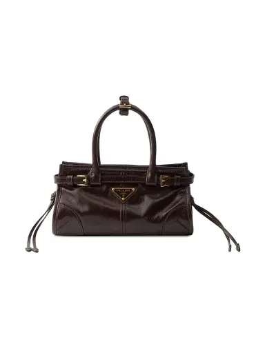 Prada Women's Bonnie Leather Mini Top Handle Bag - Brown | Thumbnail 1 Prada Women's Bonnie Leather Mini Top Handle Bag - Brown | Thumbnail 1