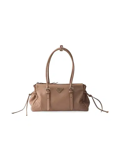 Prada Women's Medium Antiqued Leather Shoulder Bag - Light Brown | Thumbnail 1 Prada Women's Medium Antiqued Leather Shoulder Bag - Light Brown | Thumbnail 1
