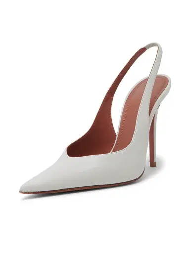 Amina Muaddi Women's Anok 105MM Leather Slingback Pumps - White Nappa - Size 12 | Thumbnail 2 Amina Muaddi Women's Anok 105MM Leather Slingback Pumps - White Nappa - Size 12 | Thumbnail 2