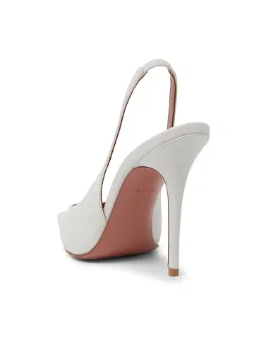 Amina Muaddi Women's Anok 105MM Leather Slingback Pumps - White Nappa - Size 12 | Thumbnail 3 Amina Muaddi Women's Anok 105MM Leather Slingback Pumps - White Nappa - Size 12 | Thumbnail 3
