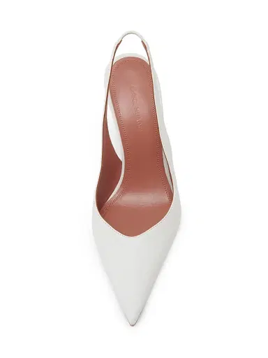 Amina Muaddi Women's Anok 105MM Leather Slingback Pumps - White Nappa - Size 12 | Thumbnail 4 Amina Muaddi Women's Anok 105MM Leather Slingback Pumps - White Nappa - Size 12 | Thumbnail 4