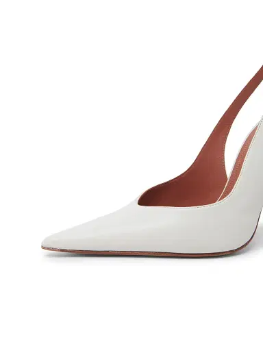 Amina Muaddi Women's Anok 105MM Leather Slingback Pumps - White Nappa - Size 12 | Thumbnail 5 Amina Muaddi Women's Anok 105MM Leather Slingback Pumps - White Nappa - Size 12 | Thumbnail 5