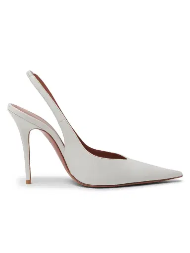 Amina Muaddi Women's Anok 105MM Leather Slingback Pumps - White Nappa - Size 12 | Thumbnail 1 Amina Muaddi Women's Anok 105MM Leather Slingback Pumps - White Nappa - Size 12 | Thumbnail 1