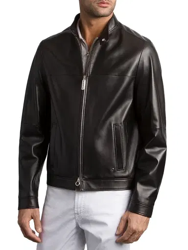 Stefano Ricci Men's Lambskin Leather Biker Jacket - Black | Thumbnail 2 Stefano Ricci Men's Lambskin Leather Biker Jacket - Black | Thumbnail 2