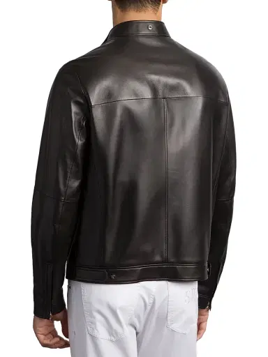 Stefano Ricci Men's Lambskin Leather Biker Jacket - Black | Thumbnail 3 Stefano Ricci Men's Lambskin Leather Biker Jacket - Black | Thumbnail 3