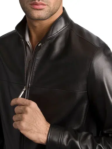 Stefano Ricci Men's Lambskin Leather Biker Jacket - Black | Thumbnail 4 Stefano Ricci Men's Lambskin Leather Biker Jacket - Black | Thumbnail 4