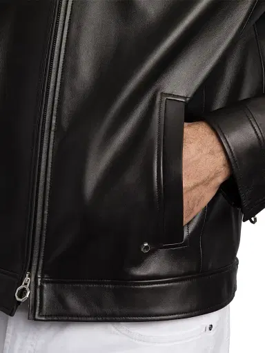 Stefano Ricci Men's Lambskin Leather Biker Jacket - Black | Thumbnail 6 Stefano Ricci Men's Lambskin Leather Biker Jacket - Black | Thumbnail 6