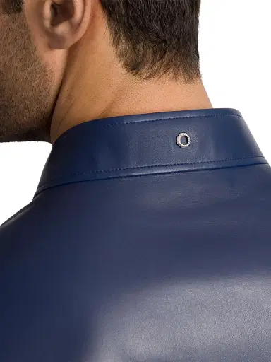 Stefano Ricci Men's Lambskin Leather Biker Jacket - Blue | Thumbnail 5 Stefano Ricci Men's Lambskin Leather Biker Jacket - Blue | Thumbnail 5