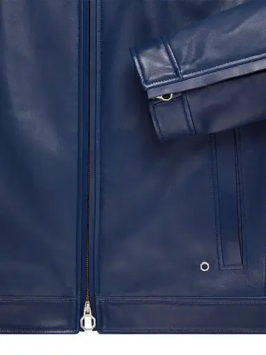 Stefano Ricci Men's Lambskin Leather Biker Jacket - Blue | Thumbnail 7 Stefano Ricci Men's Lambskin Leather Biker Jacket - Blue | Thumbnail 7