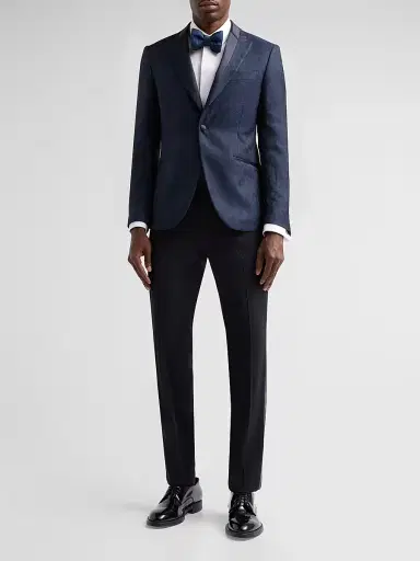 Pal Zileri Men's Floral-Embroidered Wool-Blend Dinner Jacket - Blue Navy | Thumbnail 2 Pal Zileri Men's Floral-Embroidered Wool-Blend Dinner Jacket - Blue Navy | Thumbnail 2