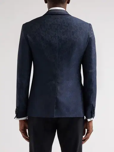 Pal Zileri Men's Floral-Embroidered Wool-Blend Dinner Jacket - Blue Navy | Thumbnail 4 Pal Zileri Men's Floral-Embroidered Wool-Blend Dinner Jacket - Blue Navy | Thumbnail 4